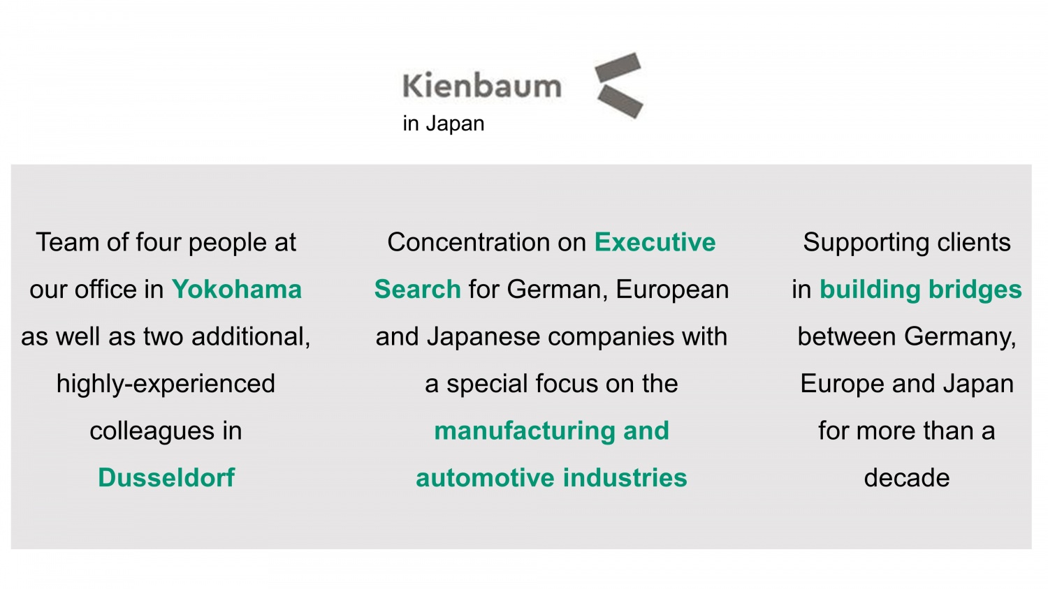 Description of Kienbaum in Japan